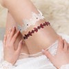 Campsis Wedding Rhinestone Garter Set White Bride Lace Leg Band