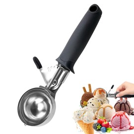 Stainless Steel Ice Cream Scoop with Trigger – Effortless Scooping and Non-Stick Coating for Perfect Servings