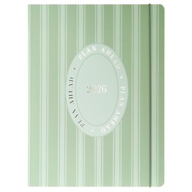 18 Month Planner/Calendar by Graphique, July 2025 – Dec. 2026 Green Stripes Monthly Planner, Holidays, Notes Pages, 8” x 10”
