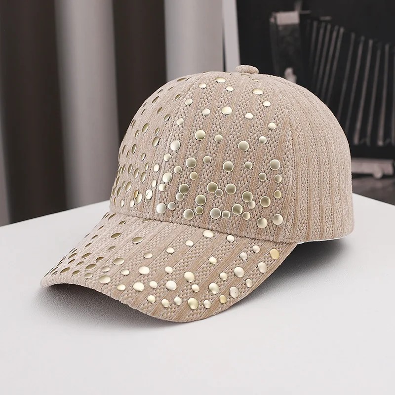 Full Diamond studded Women's Summer Hat Small Casual Rhinestone Natural