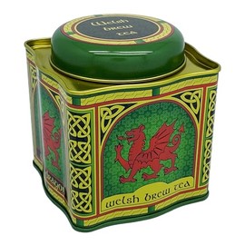 Royal Tara Welsh Brew Tea Loose Leaf Blend of African and Indian Kitchenware Teatime Hot Drinks Gross Weight:0.65 Ib. 50 Teabags Reusable Welsh Dragon Tin