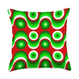 ugly christmas mod groovy red green 1960s 1970 retro vintage Throw Pillow