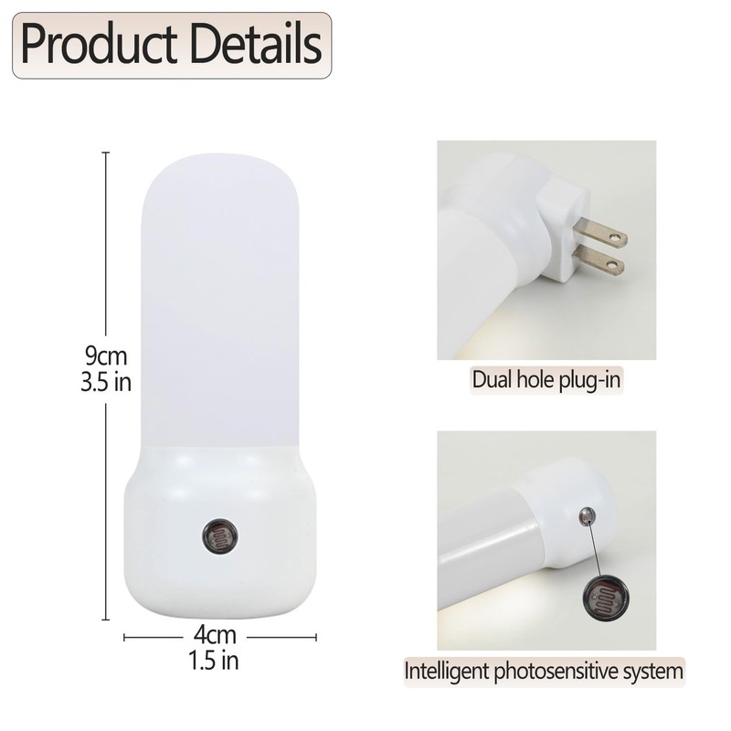 INZU Night Lights Plug into Wall 2 Pack, LED Night