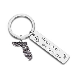 JJTZX Always Under the Same Sky US State Keychain Long Distance Map Keychain Graduation Gift between Best Friends (Florida)