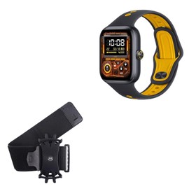 BoxWave Holster Compatible with vivo iQOO Watch GT - ActiveStretch Sport Armband, Adjustable Armband for Workout and Running - Jet Black