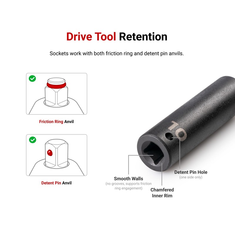 TEKTON 1/2 Inch Drive Shallow 12-Point Impact Socket Set with
