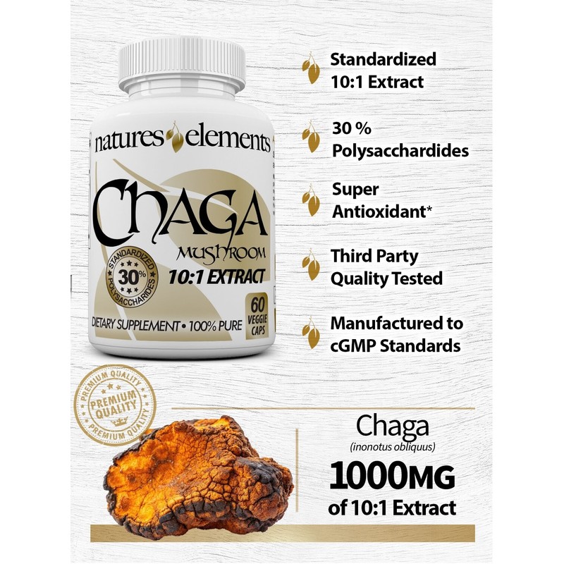 Natures Elements Chaga Mushroom for Immune Support - 10:1 Extract