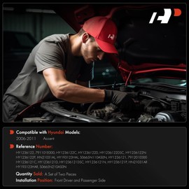 A-Premium Front Driver and Passenger Hood Hinges Compatible with Hyundai Accent 2006 2007 2008 2009 2010 2011, Front Left and Right Side, 2-PC Set