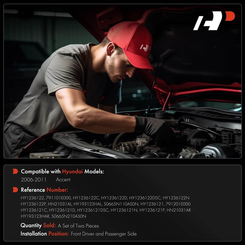 A-Premium Front Driver and Passenger Hood Hinges Compatible with Hyundai