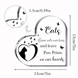 Cat Bereavement Gifts, Cat Remembrance Gift, Cat Loss Gifts, Memory of Cat, Passing Away Gifts, Cat Sympathy Memorial Heart Shaped Acrylic Decor Sign, Sympathy Gifts for Loss of Cat