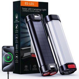 1800LM Solar Camping Lantern & Magnetic Work Tent Light with 6000mAh, 60H Runtime, 13 Modes Flashlight, Waterproof Emergency Survival Gear for Power Outages, Hurricane, Car Repair (Black)