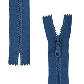Pack of 2 Non Separable Zippers, 40cm Track Length, Dark Blue, #3 RV Size, 4.5mm Rail Width, 30mm Bandwidth, Replacement Plastic Zipper, Plastic Zip #3