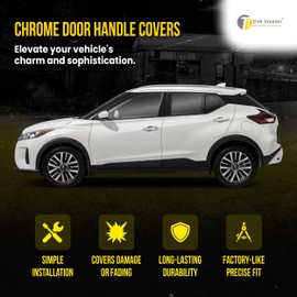 Trim Illusion Snap On Chrome Car Door Handle Cover Trim Accessories Compatible with Nissan Rogue 2014-2020 with or Without Smart Key, DH285