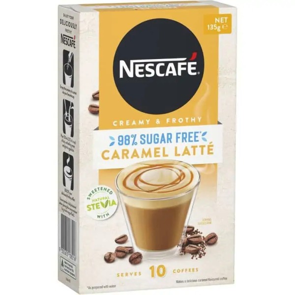 Nescafe 98% Sugar Free Caramel Latte Sachets 10 pack