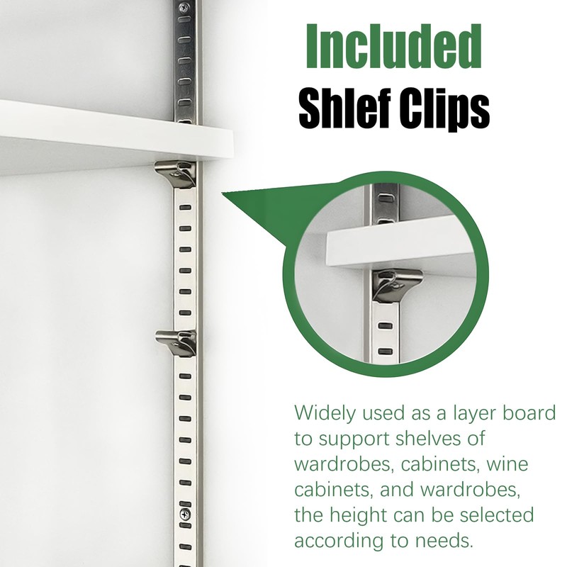 8 Pcs 36 Inch Shelf Pilaster with Clips, Adjustable Shelf
