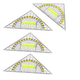 Set Square with Handle Set Square Flexible Set of 4 16 cm Plastic Ruler Geo Triangle Transparent Drawing Triangle Protractor Set Square Small Large for Drawing for Students Office Designer Painting