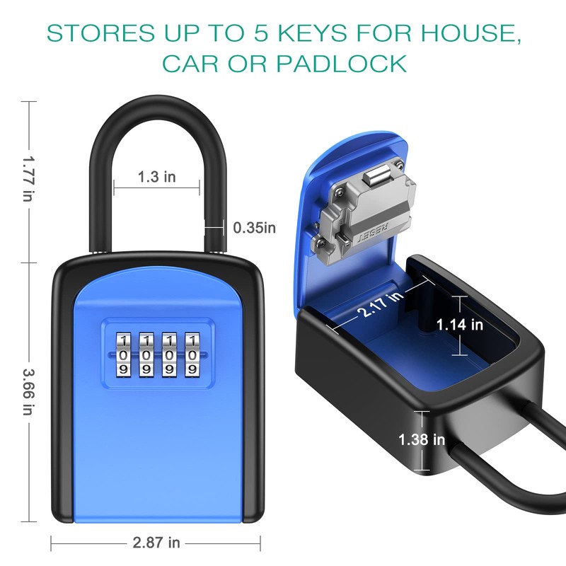 ORIA Key Lock Box, 4 Digit Combination Key Storage Lock