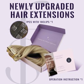 fshine Hair Extensions Clip in 20 Inch/50CM 7 Pcs Color 16 Golden Blonde Mixed with 22 Highlight Blonde Human Hair Thick 120 Gram Remy Clip in Hair Extensions Real Human Hair