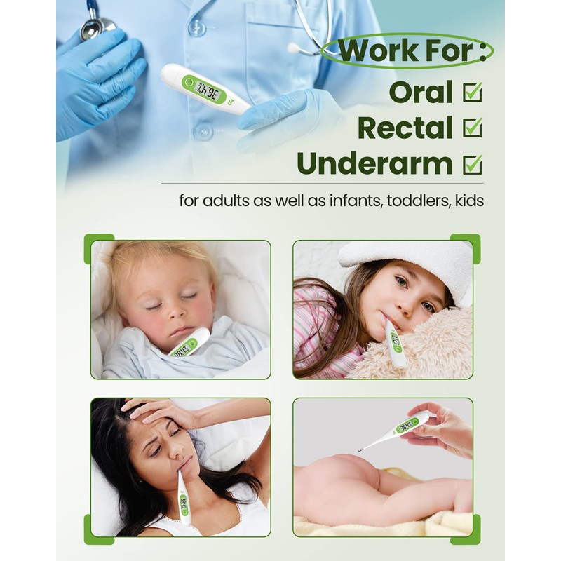 Digital Thermometer, Oral Thermometer Adults Kids Babies, Accurate Fast Switchable