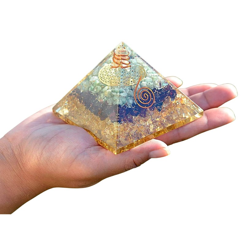 Orgonite Crystal Triple Money Pyramid Energy Generator Promotes Wealth and