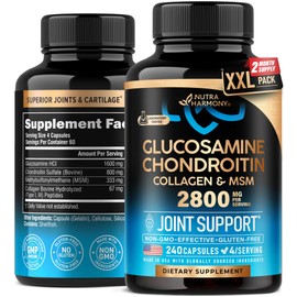 Glucosamine Chondroitin MSM Collagen | Joint Support Supplement 2800 mg | Made in USA | FSA Approved Product Items | Flexibility Nutritional Vitamins | for Men & Women, 240 Capsules