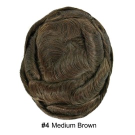 Healthlif 0.06mm Ultra Thin Skin Toupee For Men Hair System Replacement Full PU Hair Prosthesis for Men Hair Pieces Natural Hairline 8x10#4 MEDIUM BROWN 90% Density