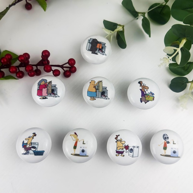 Lasyman 1.5" 8 PCS Fun Unique Laundry Wash Cartoon Theme