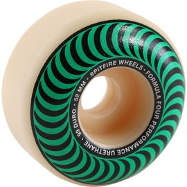 Spitfire Wheels 52mm Formula Four Classic Swirl White w/Green Skateboard Wheels - 99a with Viper Strike Skateboard Bearings 8mm Precision ABEC 7 Skateboard Bearings - Bundle of 2 Items