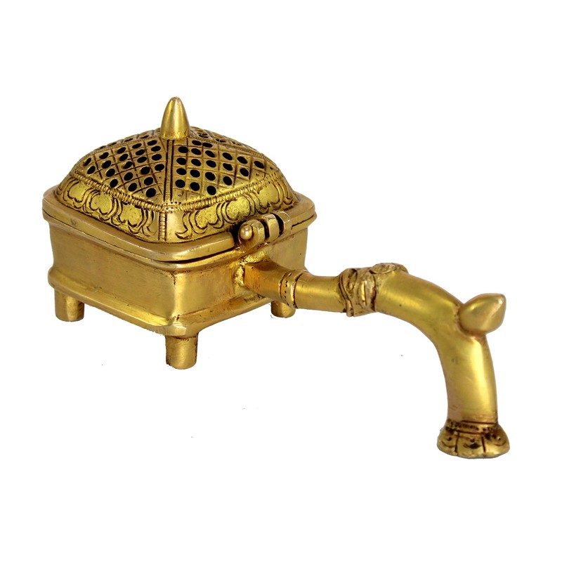 Esplanade Brass Incense Burner Dhoop Dani Stand with Handle- 15