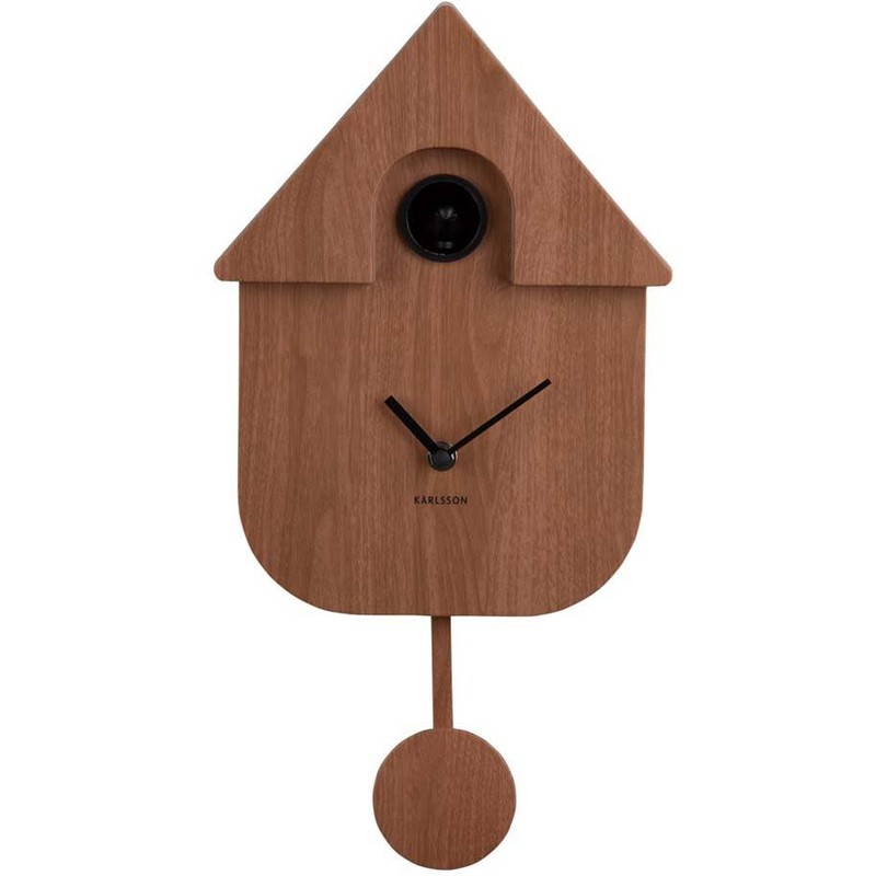 Karlsson Cuckoo Modern Wall Clock Dark Wood, Multicolored, 40 x