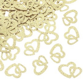 MECCANIXITY 250Pcs Stars Confetti Glitter Confetti Table Confetti Decor for Party Wedding Festival Decorations,0.98x1.18Inch,Light Gold
