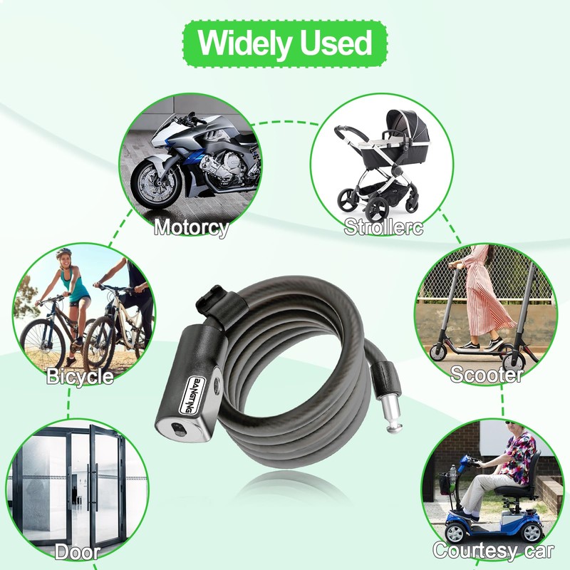 BANGTING E Scooter Lock, Bicycle Lock, 120 cm/12 mm Bicycle