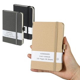 HOMEMARS Notebook A6, Notebook, Journal Book, Notebook, Small Notepad, A6, Small Notebook, 3 Pack, Total 288 Sheets, 576 Pages, Nero, Grigio, Beige, 80 GSM, 9.6 x 14.5 cm, Hardcover