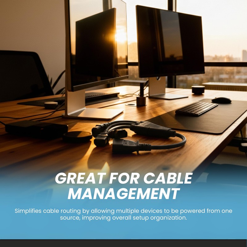 IronBox Electric IEC C14 to 3X C13 Splitter Power Cord