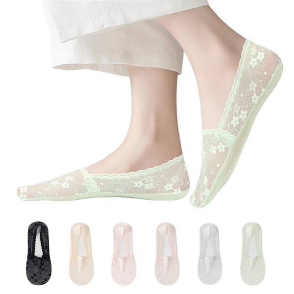 No Show Socks For Women - Floral Lace Invisible Mesh