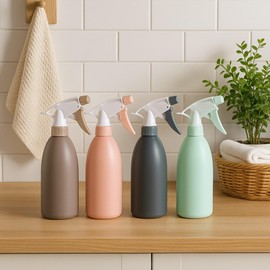 MIJOMA 4er Set Pflanzensprüher 480 ml – Sprühflasche mit verstellbarem Sprühkopf, PP, ergonomisch, nachfüllbar – für Zimmerpflanzen, Haushalt & Garten (Anthrazit/Taupe/Mint/Rosé)