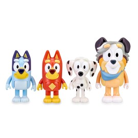 Bluey - Pack of 4 School Figures, Moving Dolls of Cole Characters Animated Series Toys for Kids with Rusty, Chloe and Calypso, Famosa (BLY09300)