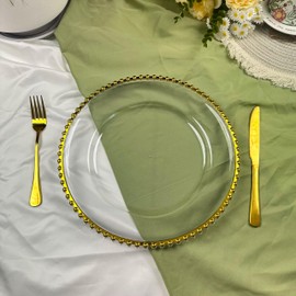 DaCakeWS 13-Inch Acrylic Clear Charger Plates Set of 10pcs - Elegant Decorative Dinner Plates for Wedding Reception, Holiday Party, Family Gathering & Daily Table Setting