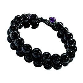 Generic Black Obsidian Natural Chakra Healing Power Crystals Macrame Bracelet Yoga Double Layer Stone Beads Meditation Relax Anxiety Bangle for Unisex Women Men, Adjustable
