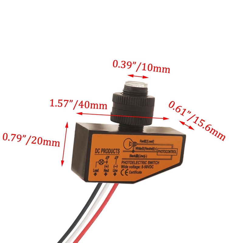 LoveDeal DC8-50V Photoelectric Switch, 12V 24V 36V 48V Dusk to