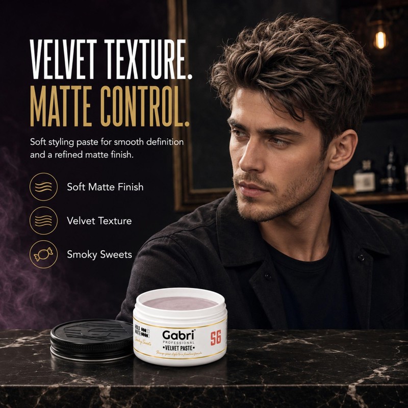 Gabri Matte Clay Velvet Paste S6 100ml, Flexible Hold, Hair