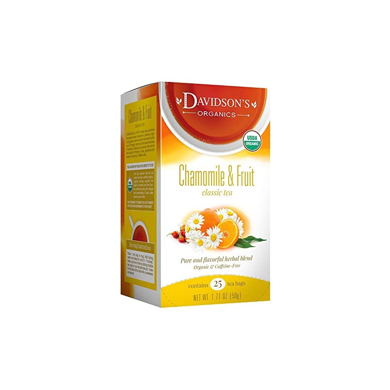 Davidson's Organics, Chamomile & Fruit, 25-count Tea Bags, Pack of