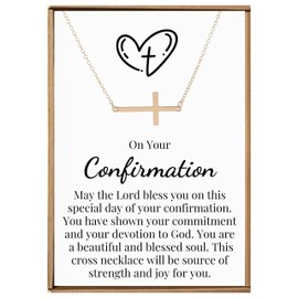 VIY Personal Card Confirmation gifts, Gold cross necklace, Confirmation necklace