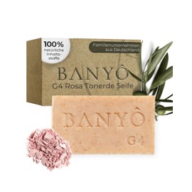 BANYÔ G04 Rosa Tonerde Seife I Handgemachte Naturseife mit 100% natürlichen Inhaltsstoffen I Milde & beruhigende Pflege I Lindernd bei Akne, Ekzemen & Rötungen I Ideal für empfindliche Haut
