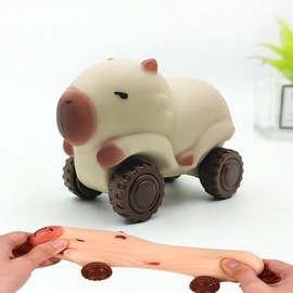 NBZOSENG Capybara Stress Squeeze Toys with Wheels - Super Fun Animal Stress Relief -Soft Taba Squishy Sensory Toys - Cool Stuff, Cool Gadgets, Transformer Toys, Fidget Toys Adults(Off-White)
