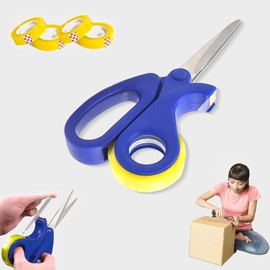 2-in-1 Scissors & Integrated Clear Sticky Tape Dispenser Cutter – Desktop Tape Dispenser for Gift Wrapping, Multi-Purpose Scissor with Tape for Office, School, and Home Use (1Pcs)