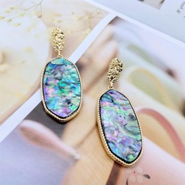 HETICA Fashion Dangle Earrings for Women, Abalone Shell Beach Earrings Unique Rainbow Color Earrings, Bohemian Drop Earrings, Fashion Jewelry for Women Gift