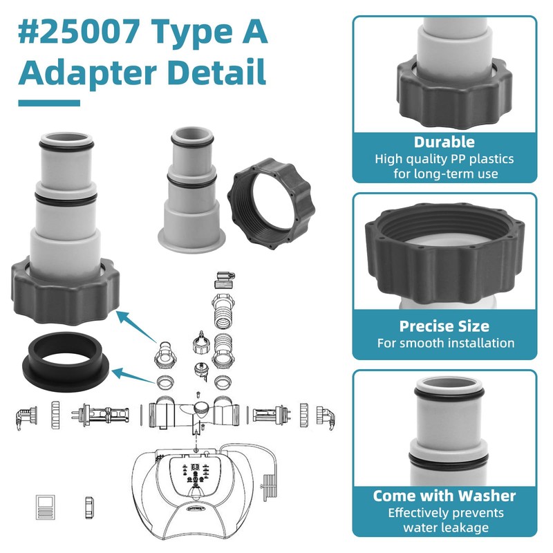 Dimakung 4 Pack 1.25" to 1.5" Pool Hose Adapter A