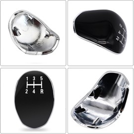 ERHUO Silver Gear Knob Cover, 5 Speed Gear Stick Cover for Ford Fiesta Focus C-Max S-Max Fit for Galaxy Kuga Shift Knob Cap,Fit for Upgraded ABS Ford Fiesta Gear Stick Cover Head