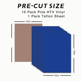 Royal Blue HTV Heat Transfer Vinyl Bundle: 10 Pack 12" x 10" Sheets - Royal Blue Iron on Vinyl for T-Shirt, Heat Transfer Vinyl for Cricut, Silhouette Cameo or Heat Press Machine